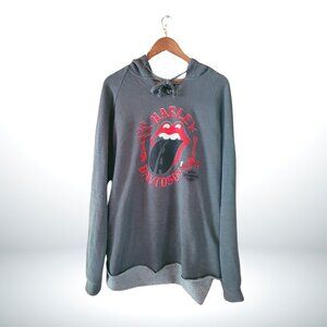 2XL Harley Davidson Rolling Stones Lightweight Grey Hoodie Womens Sweatshirt